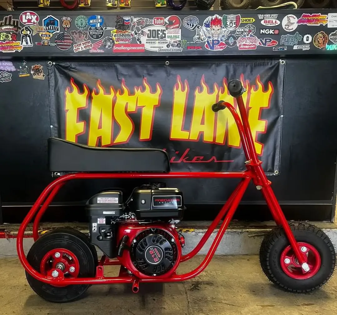 Fast Lane Bikes — Predator 212 Mini Bike | Red and yellow Edition